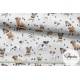 Tkanina bawełniana psy pieski na jasnym szarym tle - materiał