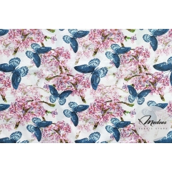 Motyle i kwiaty - tkanina bawełniana