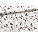 Materiał w liście gałązki beżowe - tkanina bawełniana