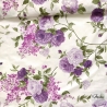 Tkanina bawełniana 220 cm fioletowe kwiaty na ecru tle