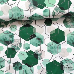 Tkanina bawełniana 220 cm sześciany zielone heksagon