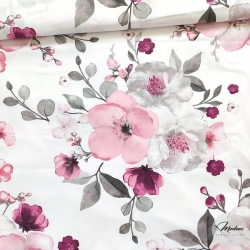 Tkanina bawełniana w kwiaty maki na łące