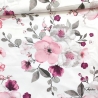 Tkanina bawełniana kwiaty jabłoni na białym tle