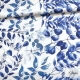 Tkanina bawełniana 220 cm granatowe liście eukaliptusa