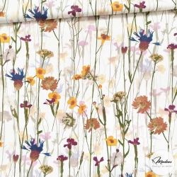 Bawełna 220 cm kwiatowa łąka na ecru tle