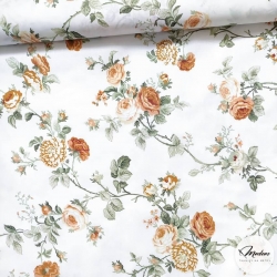 Bawełna 220 cm małe brązowe róże pnącza