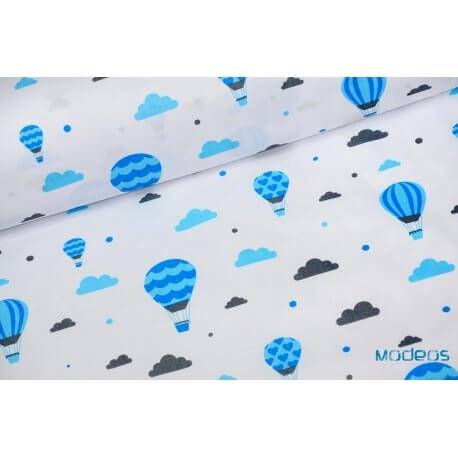 Balony chmurki niebieskie - tkanina bawełniana